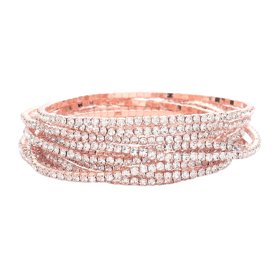 Women's 12Pcs Stackable Rhinestone Stretch Evening Bracelets