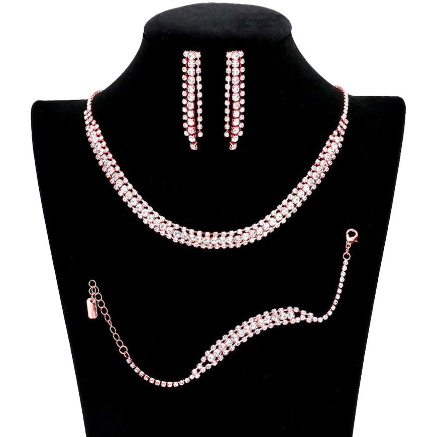 3PCS Rhinestone Necklace Jewelry Set