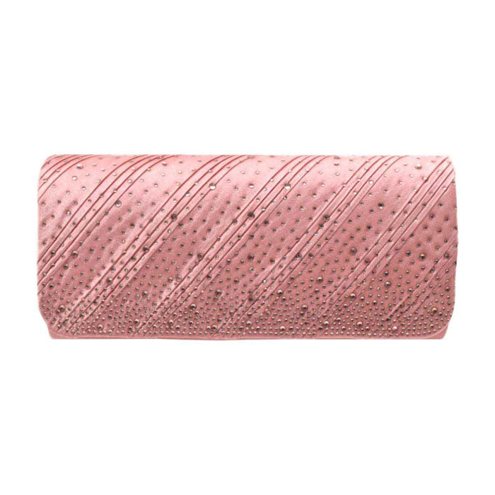 Diagonal Line Detailed Bling Evening Clutch Crossbody Bag