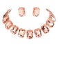 Emerald Cut Stone Link Evening Necklace Earring Set