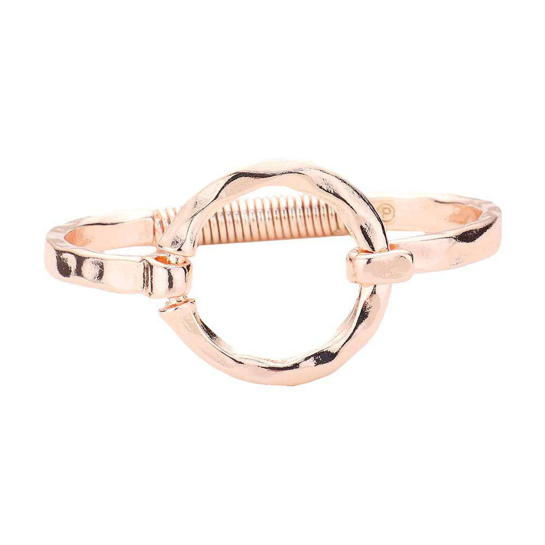 Women's Hammered Open Metal Circle Hook Bracelet