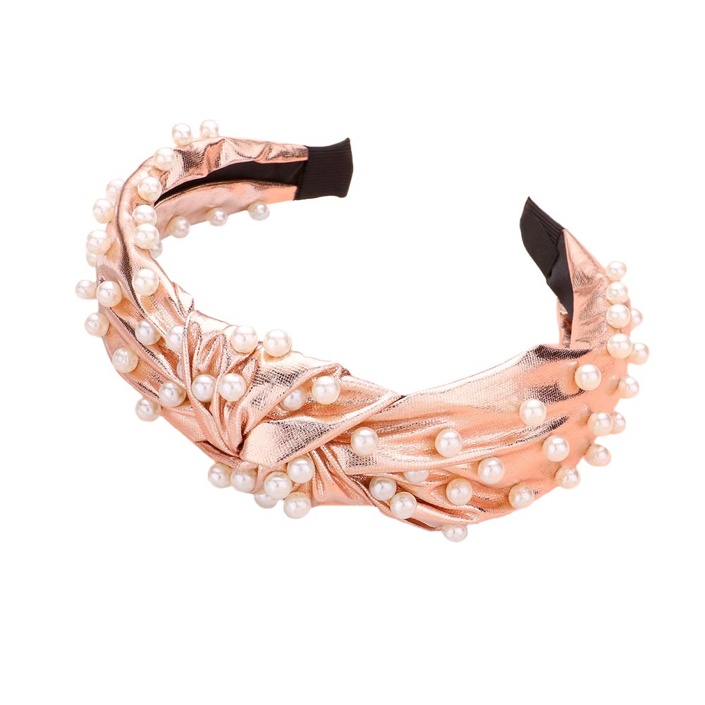 Pearl Embellished Burnout Knot Headband