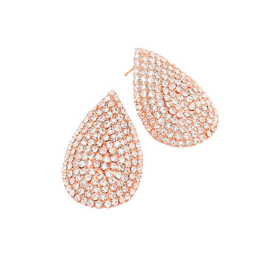 Rhinestone Pave Teardrop Evening Earrings