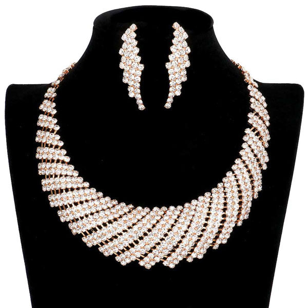 Rhinestone Tornado Collar Bib Necklace