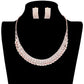 Trendy Crystal Rhinestone Pave Collar Necklace Earring Set