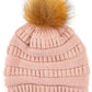 C.C Solid Ribbed Knit Beanie with Pom