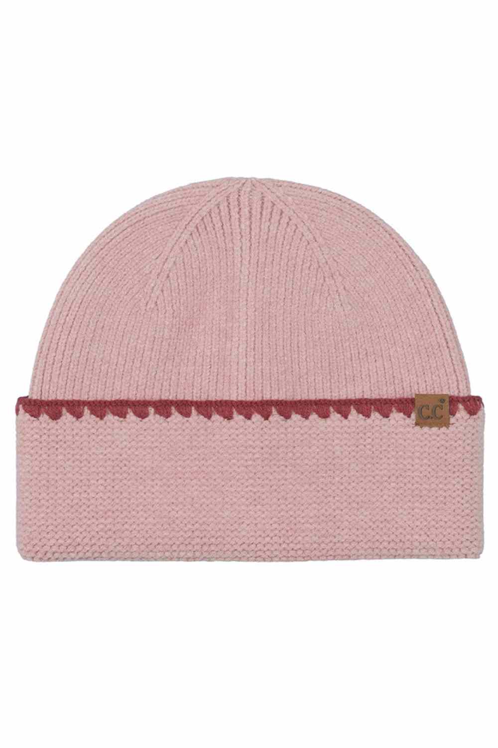 C.C Solid with Stitch Lined Cuff Beanie Winter Hat