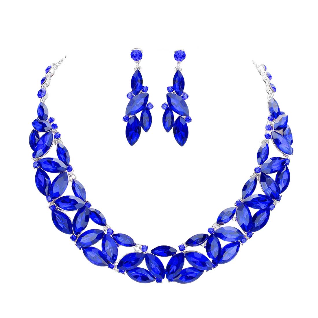 Marquise Stone Cluster Evening Necklace