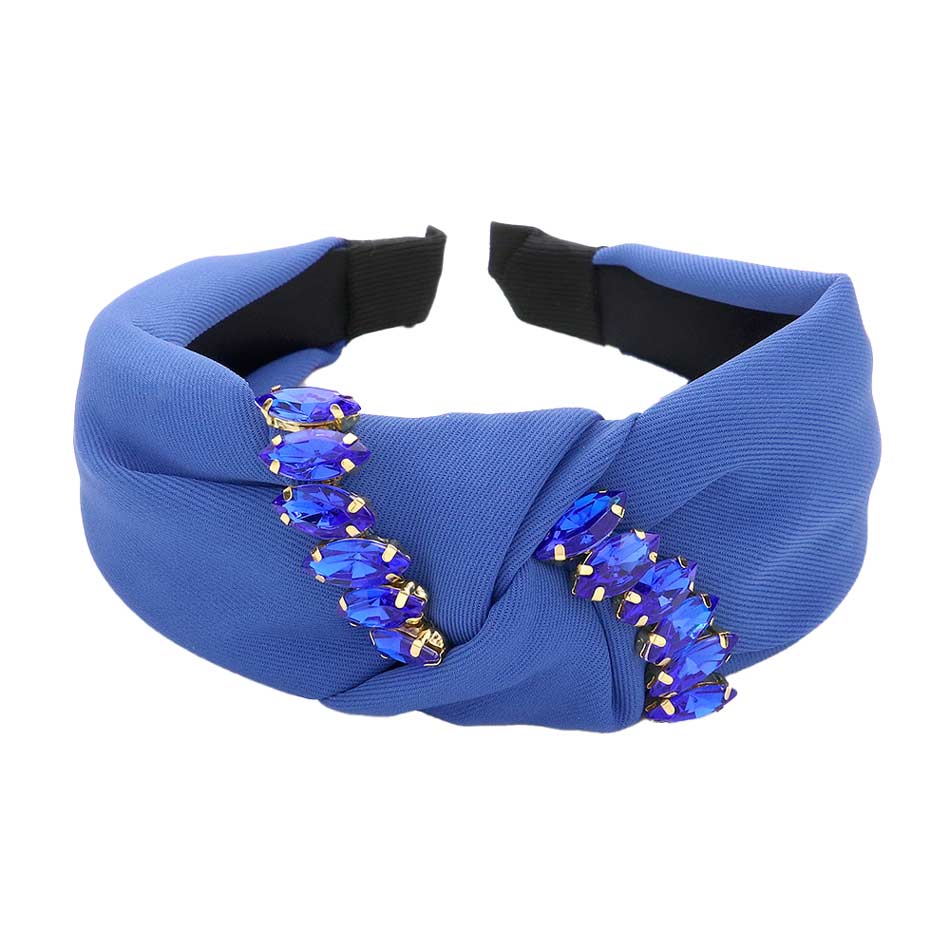 Marquise Stone Embellished Knot Burnout Headband