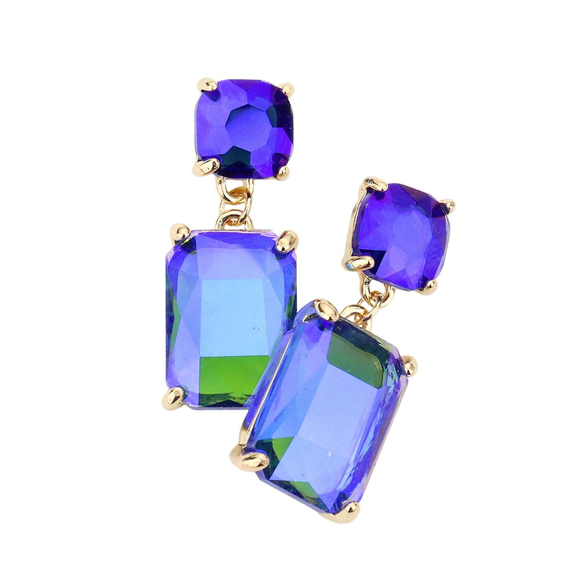 Women's Square Rectangle Link Dangle Evening Earrings