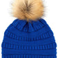 C.C Solid Ribbed Knit Beanie with Pom