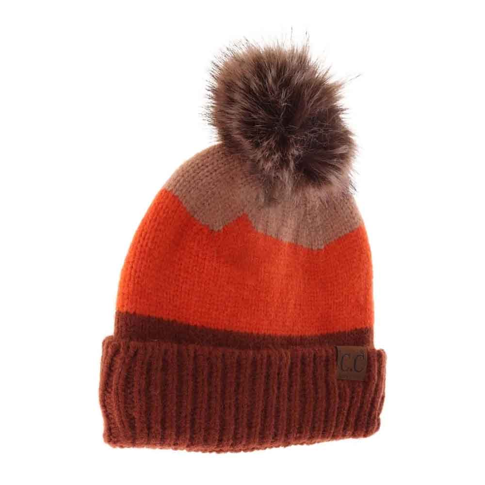 Gorro C.C con pompón y bloques de color