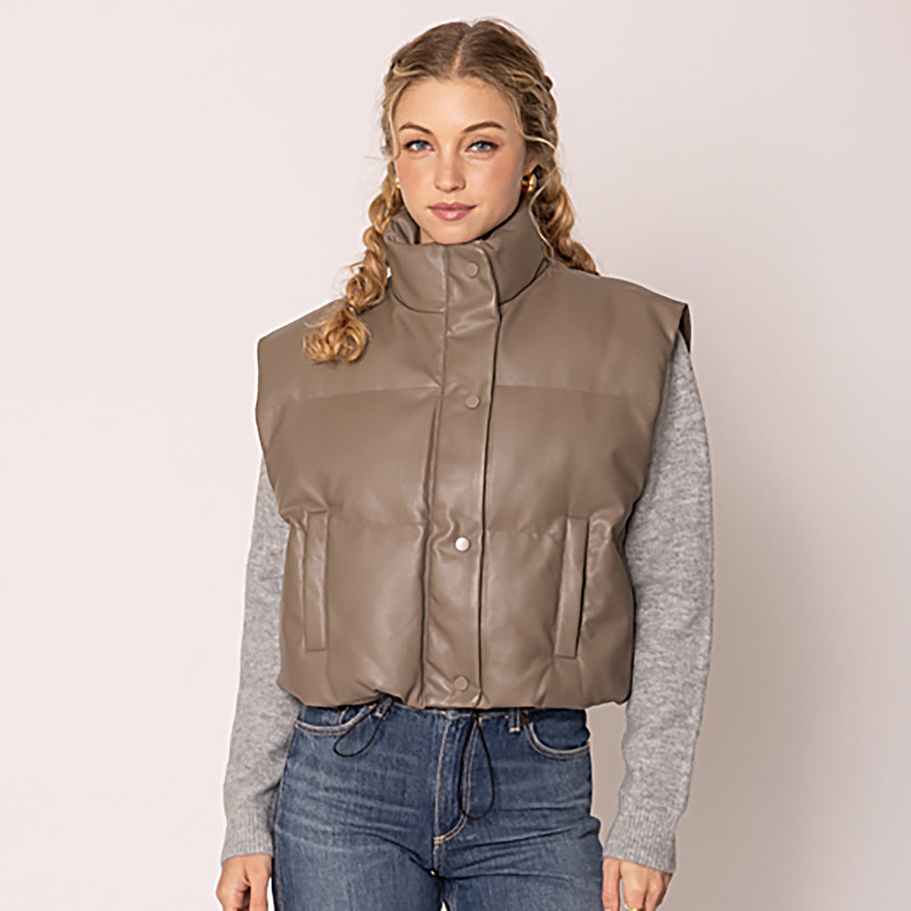Faux Leather Padded Vest