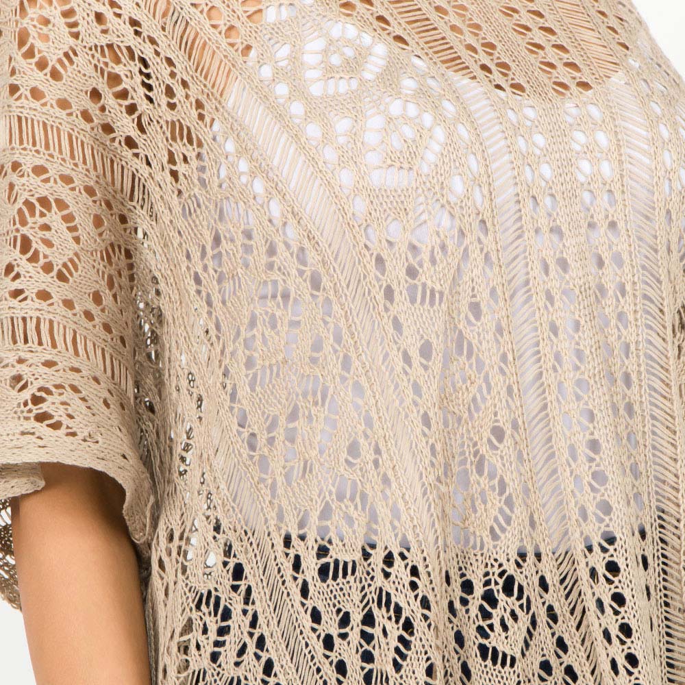 Boho Crochet Tassel Poncho Top