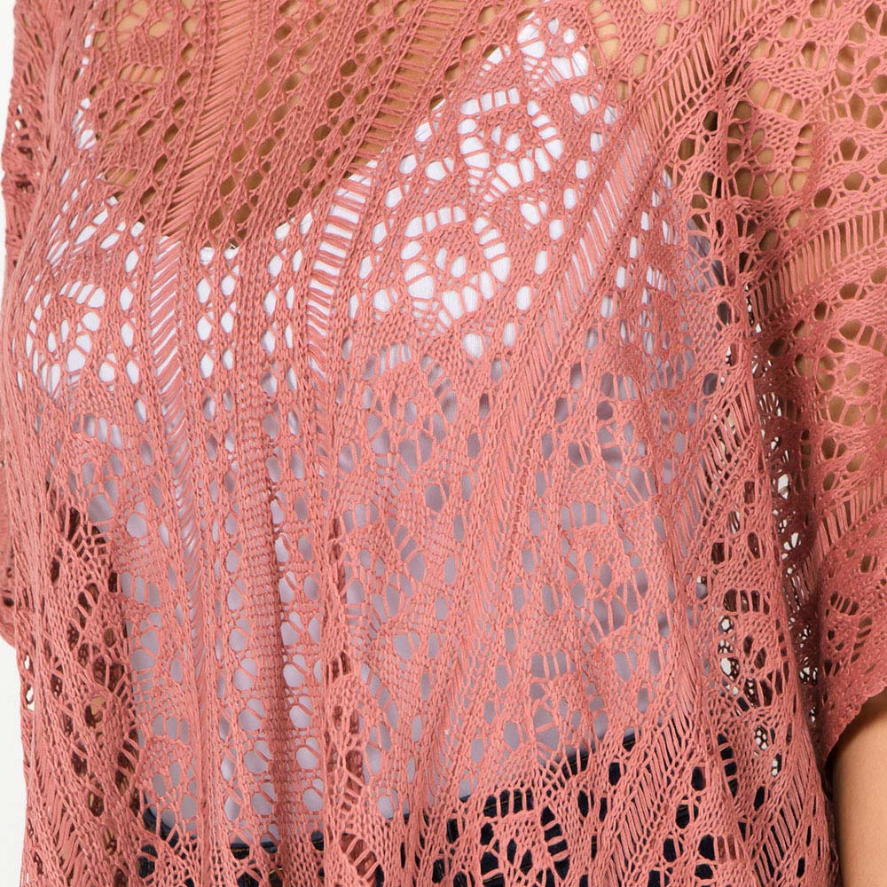Boho Crochet Tassel Poncho Top