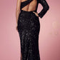 Nox Anabel S1013 One Sleeve Shoulder Strap Sequins/Beading Fitted Gown