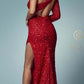 Nox Anabel S1013 One Sleeve Shoulder Strap Sequins/Beading Fitted Gown