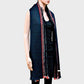 Stripe Accented Scarf with Raw Fringe Trim