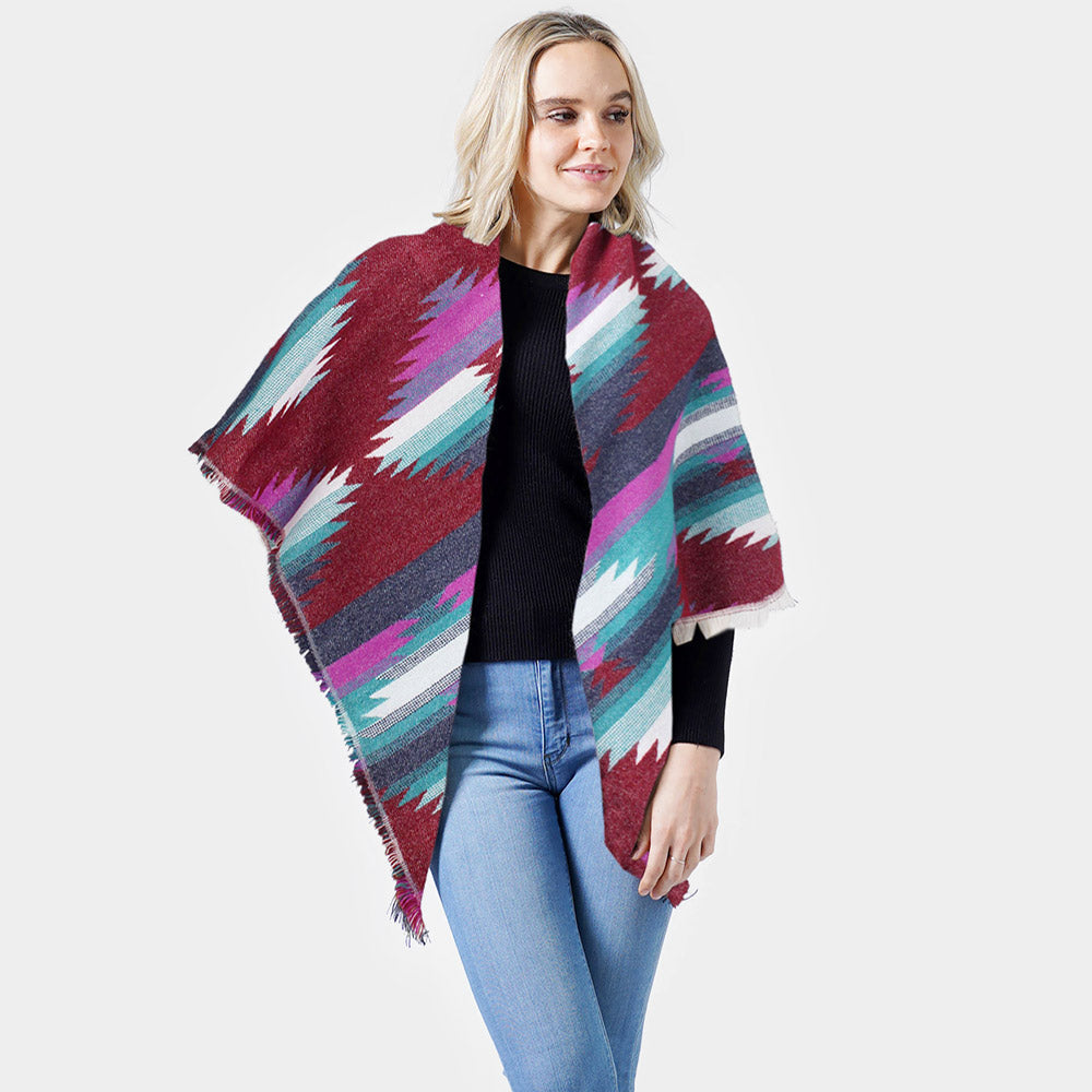 Western Pattern Jacquard Blanket Shawl