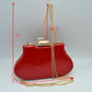 Glossy Hard Shell Clutch with Rhinestone Clasp and Chain Strap