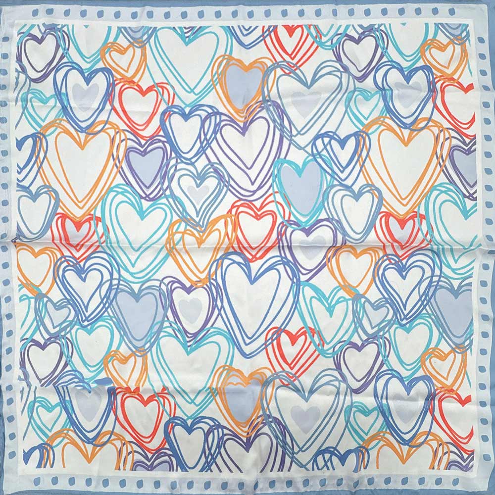 Colorful Heart Pattern Print Square Bandana Scarf