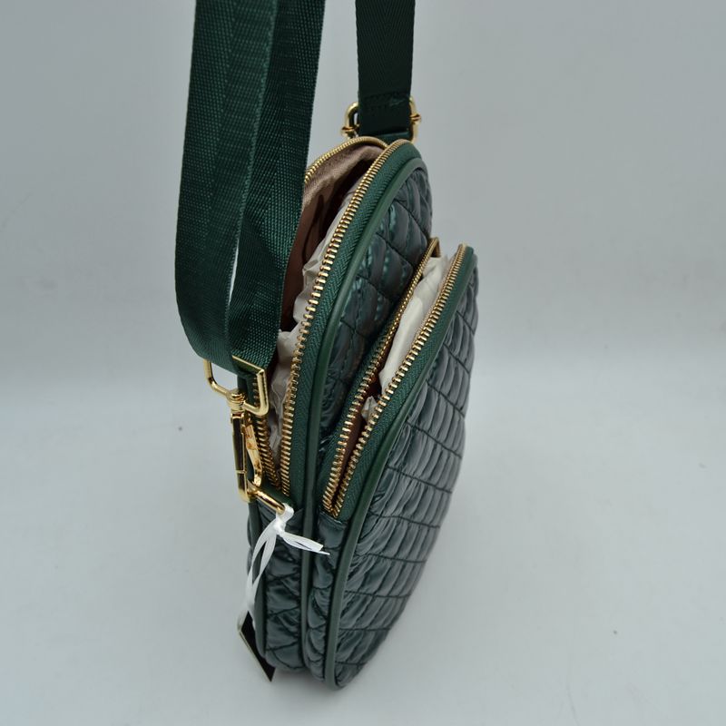 Quilted Puffer Crossbody Bag Multi-Zip Shoulder Bag with Adjustable Strap
