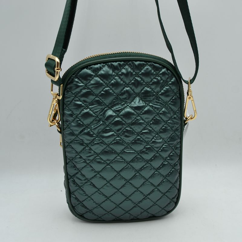 Quilted Puffer Crossbody Bag Multi-Zip Shoulder Bag with Adjustable Strap