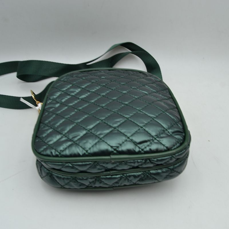 Quilted Puffer Crossbody Bag Multi-Zip Shoulder Bag with Adjustable Strap