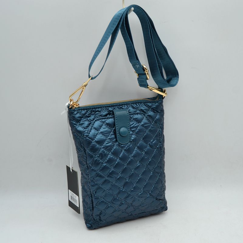 Quilted Vertical Crossbody Pouch Bag with Front Snap Pocket