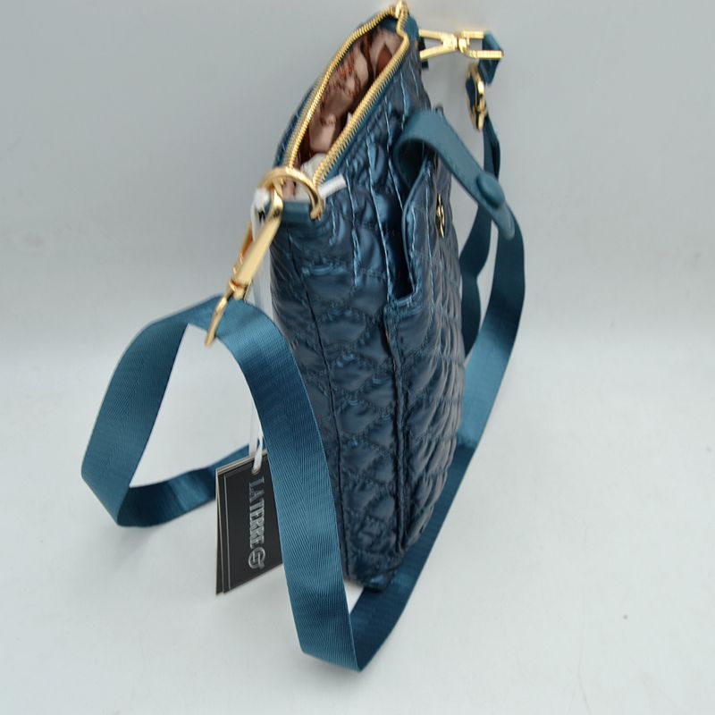 Quilted Vertical Crossbody Pouch Bag with Front Snap Pocket