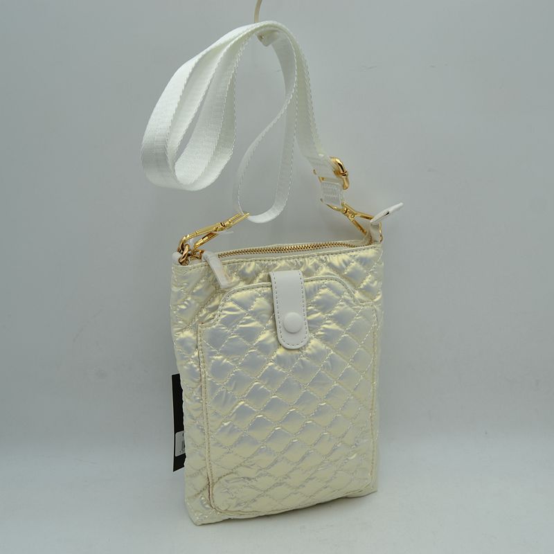 Quilted Vertical Crossbody Pouch Bag with Front Snap Pocket