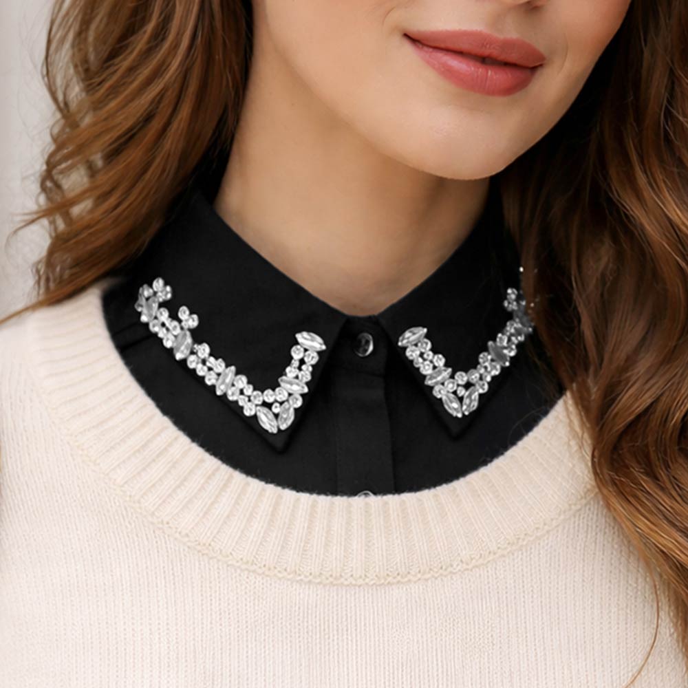 Rhinestone Collar Detachable Shirt Insert