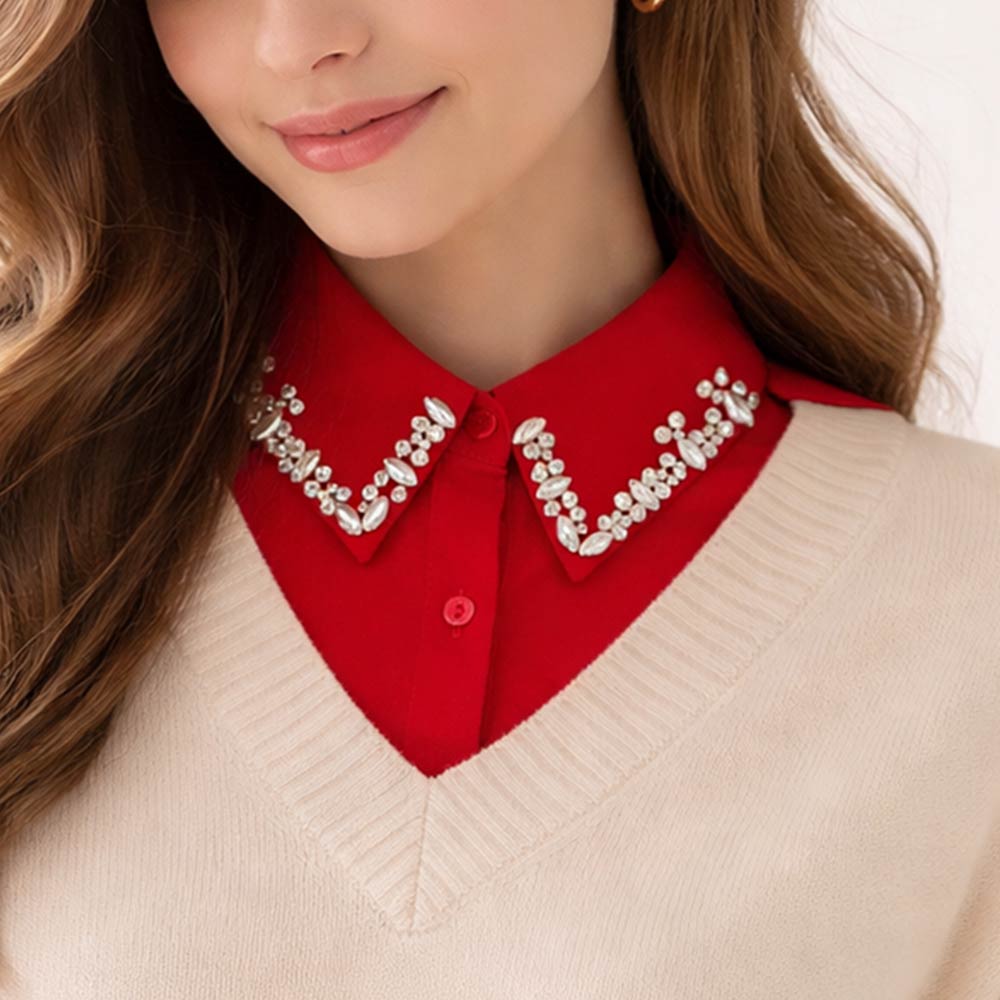 Rhinestone Collar Detachable Shirt Insert