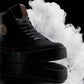 CALTO - S3422 - 2.4 Inches Taller (Black/Coffee Brown) - Cap Toe High Top Zip-Up Sneaker Boots