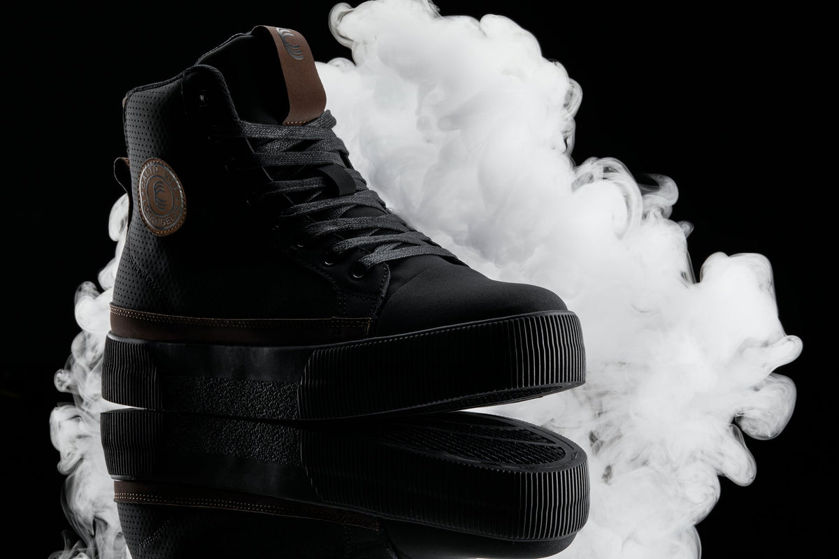 CALTO - S3422 - 2.4 Inches Taller (Black/Coffee Brown) - Cap Toe High Top Zip-Up Sneaker Boots
