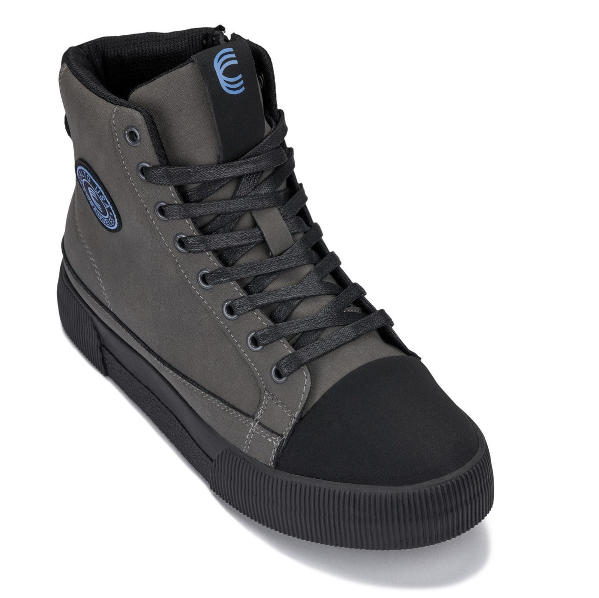 CALTO - S3423 - 2.4 Inches Taller (Grey) - Cap Toe High Top Zip-Up Sneaker Boots
