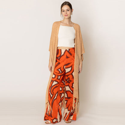 Knit Fringe Kimono Poncho