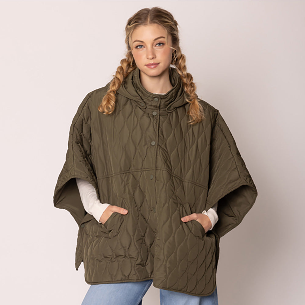 Wave Pattern Padded Cape
