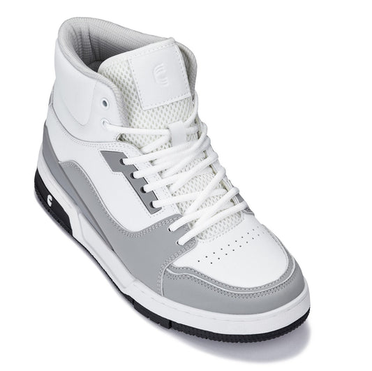 CALTO - S4751 - 7.5 cm Más Alto (Blanco/Gris) - Zapatillas Altas