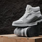 CALTO - S4751 - 3 Inches Taller (White/Grey) - High Top Sneakers