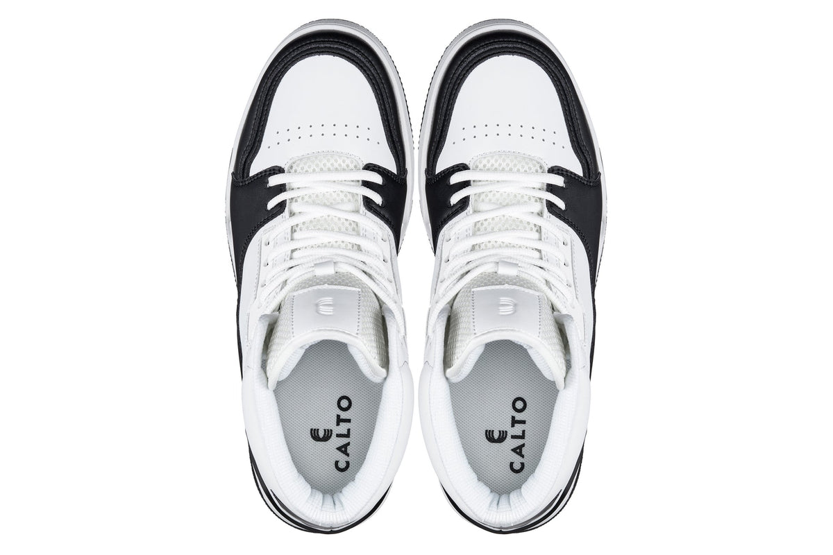 CALTO - S4752 - 3 Inches Taller (White/Black) - High Top Sneakers