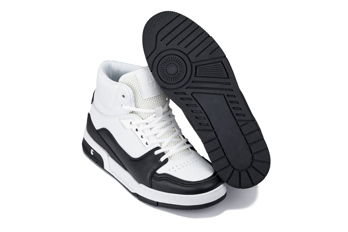 CALTO - S4752 - 3 Inches Taller (White/Black) - High Top Sneakers