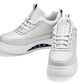 CALTO - S4926 - 3.2 Inches Taller (Bone/White Sole) - Chunky Elevated Platform Sneakers