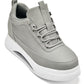 CALTO - S4927 - 3.2 Inches Taller (Dove Grey/White Sole) - Chunky Elevated Platform Sneakers