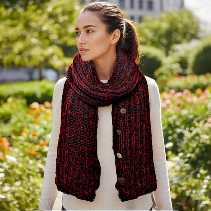 Button up Cardigan Effect Knit Yarn Shawl Scarf