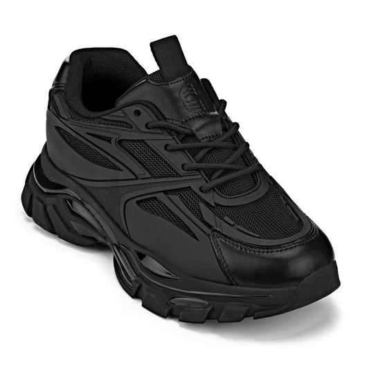 CALTO - S5282 - 2,6 pulgadas más alto (negro azabache/suela ónix) - Zapatillas deportivas de suela gruesa