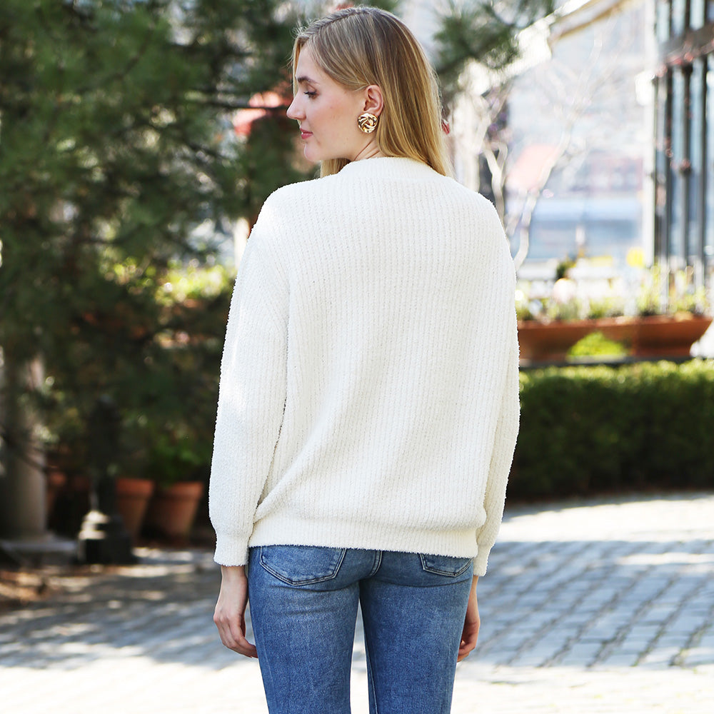 Solid Color Ribbed Sweater