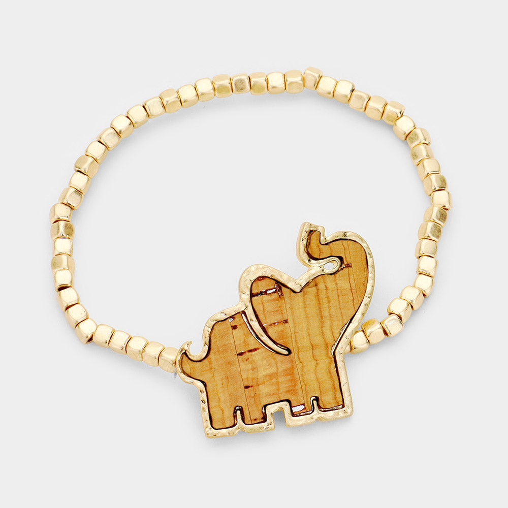 Elephant Metal Bead Stretch Bracelet