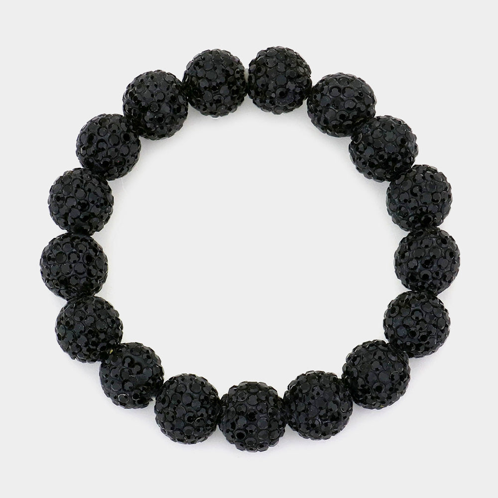 Rhinestone Pave Ball Stretch Bracelet