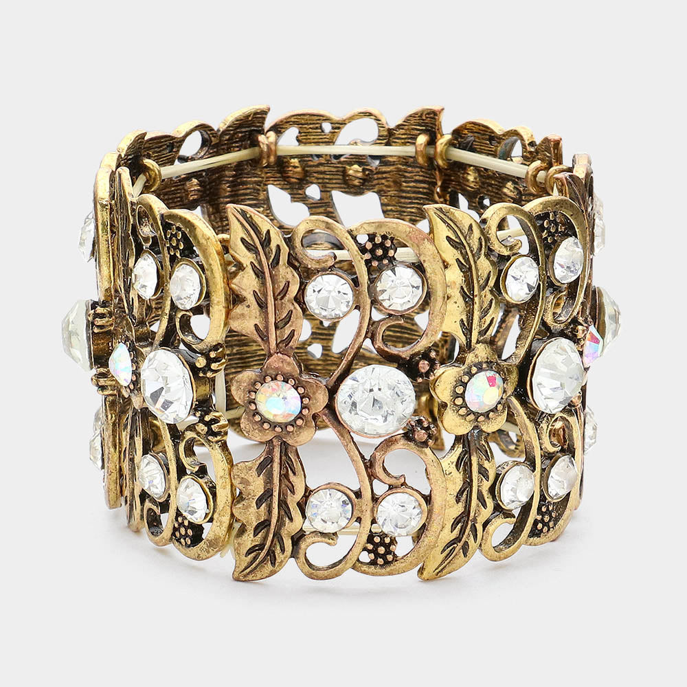 Pulsera elástica con hojas florales